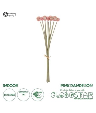 GloboStar® Artificial Garden PINK DANDELION BOUQET 21359 Τεχνητό Διακοσμητικό Ταραξάκο Μπουκέτο Y54cm